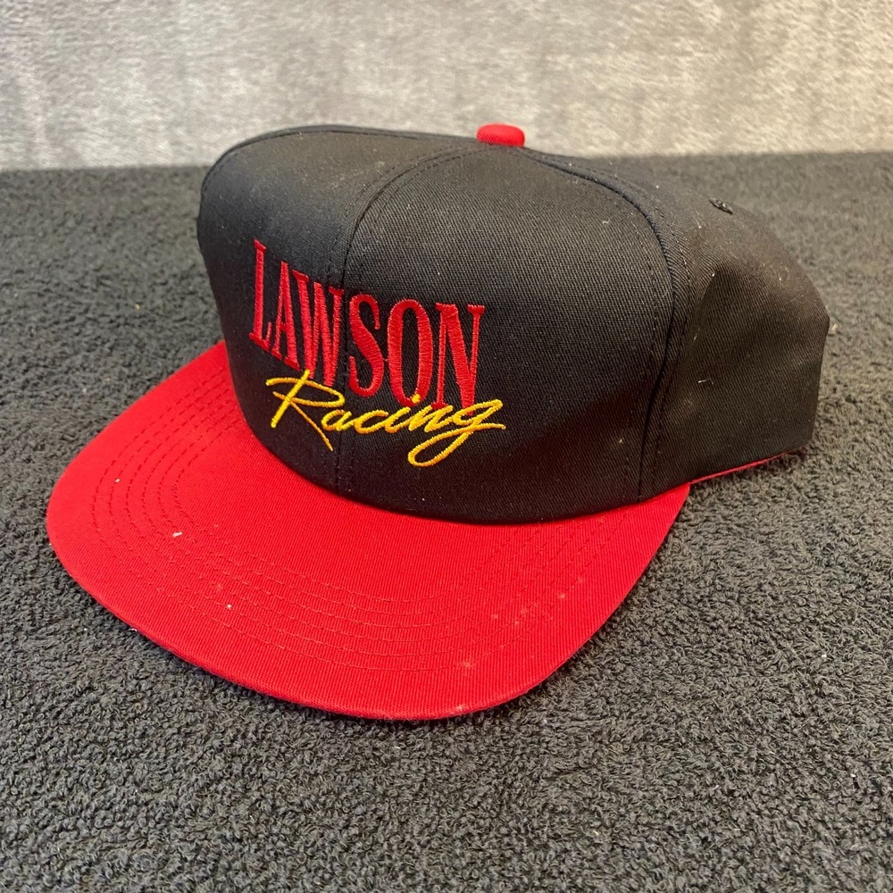 Vintage Lawson Racing Snapback Hat Cap Black Red Embroidered NASCAR USA